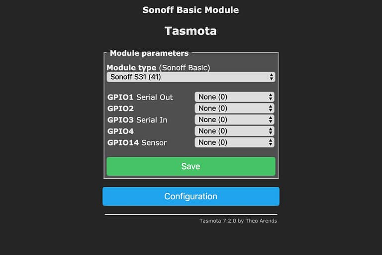 Tasmota Module Type