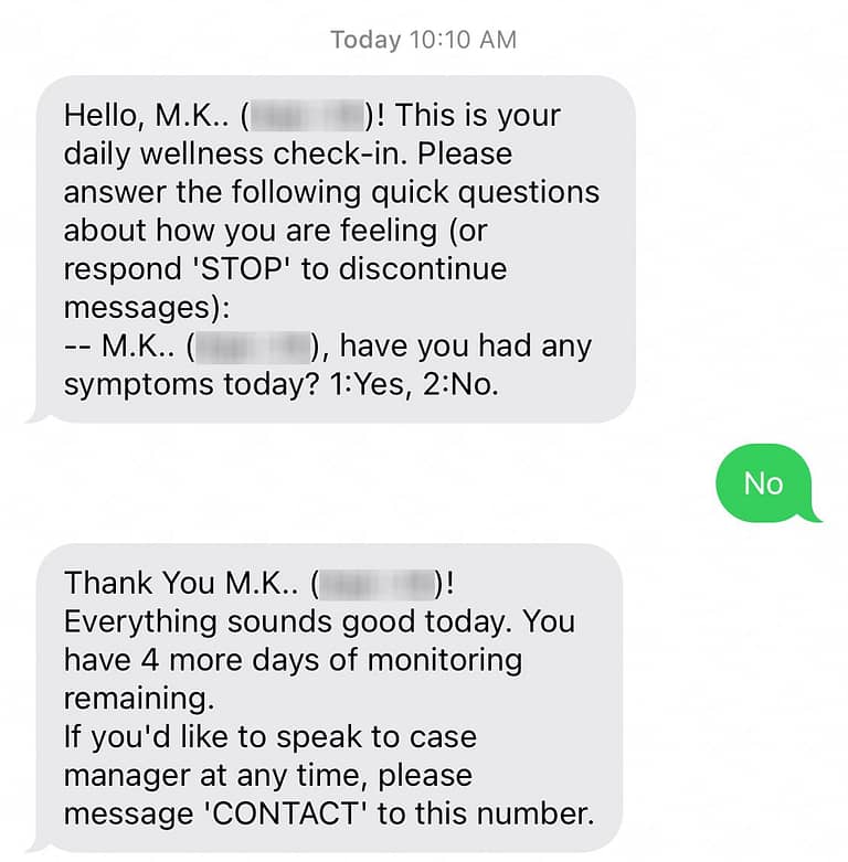 New York COVID Text Message