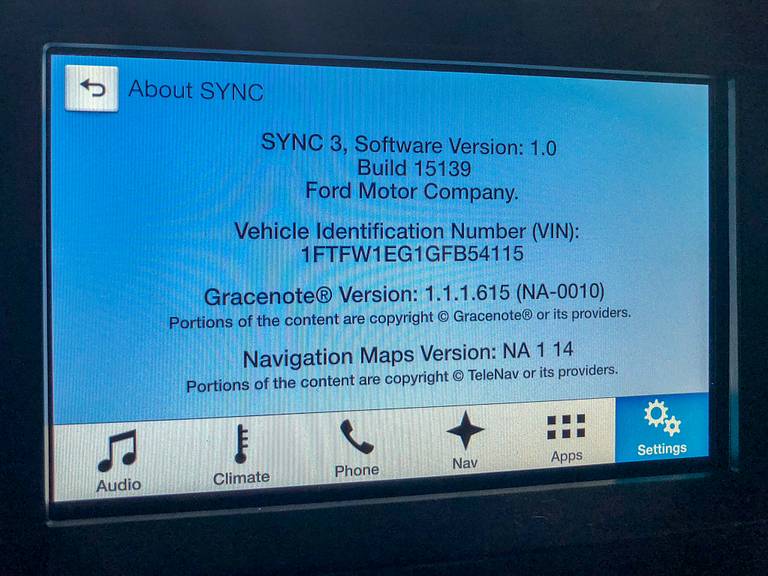 Ford SYNC3 Version 1.0