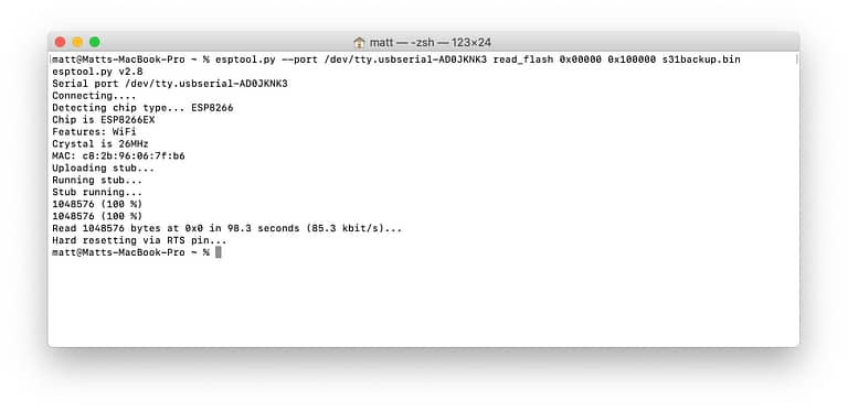 ESPTool Read Flash