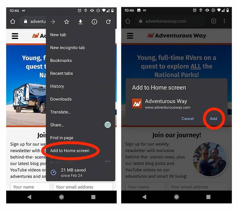Add to Home Screen on iOS