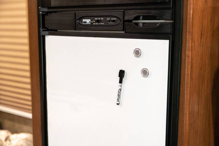 Magnetic dry-erase board to replace the RV fridge door