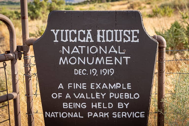 Yucca House National Monument Sign